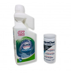Kit de contrôle avec 1 flacon Aquacheck Phosphates + 1 bidon 1L Anti Phosphate Phosfree CTX 596
