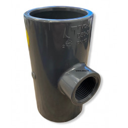 Té 90° femelle à coller avec 1 avec filetage PN10  PVC piscine