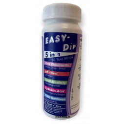 Bandelettes Test 5 en 1 pour piscine chlore (brome), pH, TAC, stabilisant, TH EASY-DIP TSL700
