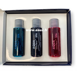 Colorant pour Spa avec 3 couleurs différentes: Lagoon - Lavande - Fuchsia bouteille 30ml