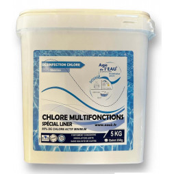 Chlore multifonctions Galet 250g stabilisé spécial liner SANS CUIVRE Seau 5kg