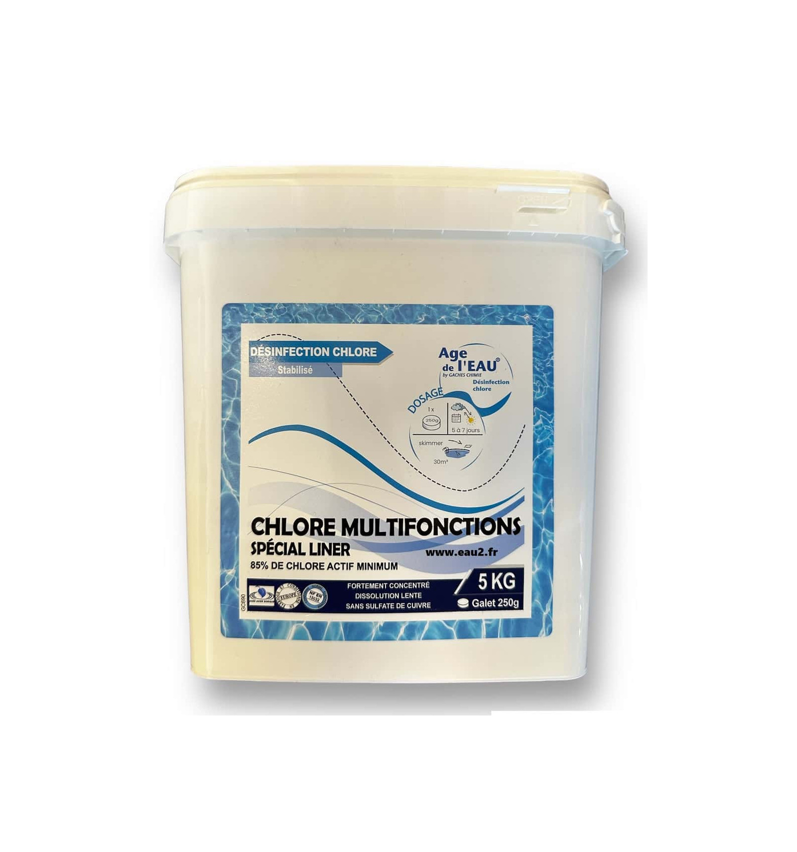 Galet multi fonctions chlore floculant algicide piscine 5 kg