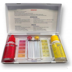 Trousse d\'analyse Chlore/brome pH avec réactifs liquide piscine