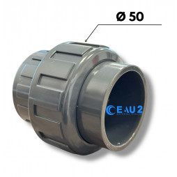 Raccord union 3 pièces à coller PN16 diamètre 50,63 mm PVC Piscine
