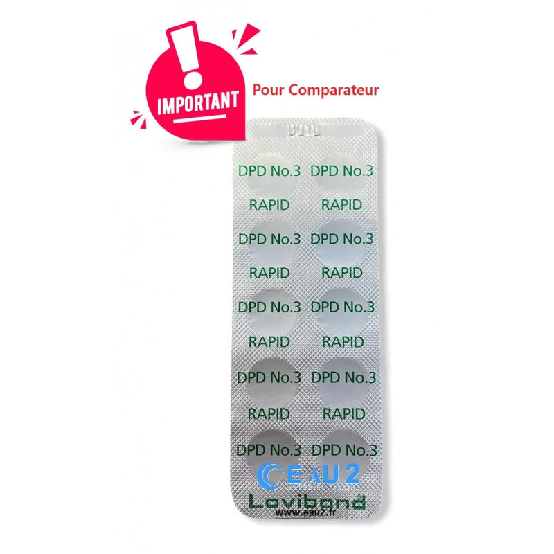 DPD3 Rapid Chlore Total comparateur Lovibond lot 10 comprimés 511290BT