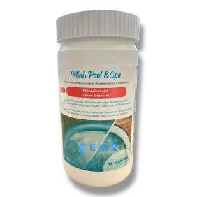 Chlore granulés pour traitement choc piscine hors sol et spa bidon 1kg