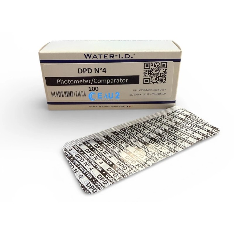 Water ID DPD4 Oxygène actif à partir de 10 pastilles pour Photomètre Poollab TbSPD4100