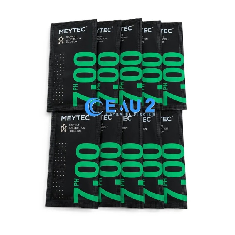 Pack de 10 solutions tampon pH7 liquide en sachet de 20ml Meytec