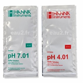Etalonnage sonde pH avec kit 2 solutions pH7, pH4 liquide en sachet 20ml Hanna HI70007-HI70004