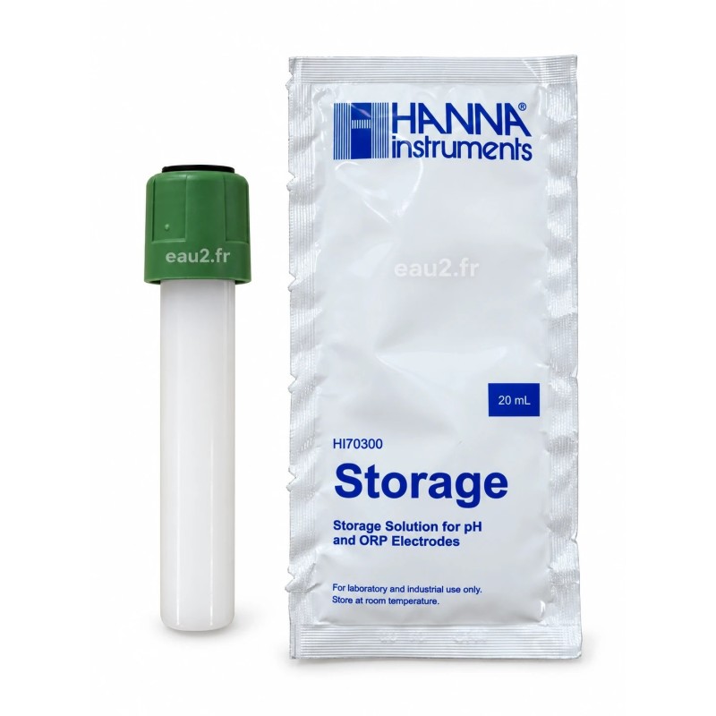 Kit solution KCL Hanna 20ml HI70300 + bouchon hivernage pour sondes pH, Redox
