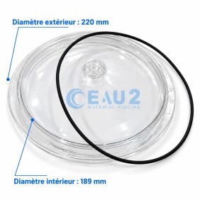Dimensions Couvercle transparent avec joint pour Filtre Volcano, Vesubio Astralpool 4404190303