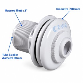 Dimensions Buse de refoulement Easyline Blanc piscine liner Astralpool 41080N-34422